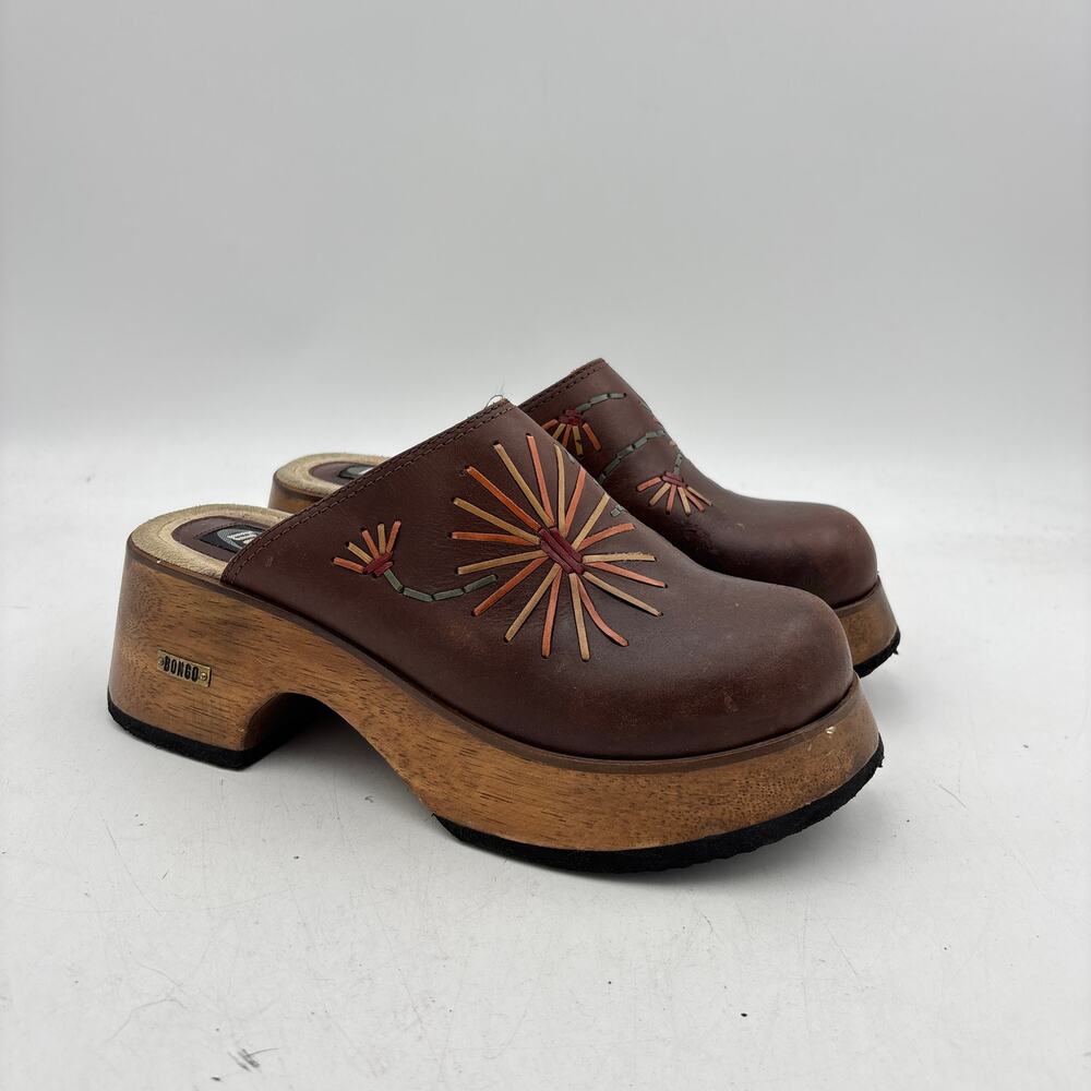 Vintage 90s Bongo Floral Platform Chunky Clogs Mules Women's 10M Boho Y2K Twee